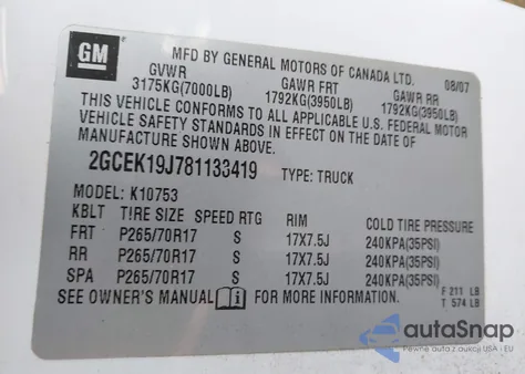 2008 Chevrolet Silverado 1500 Lt1 from USA, damaged, VIN 2GCEK19J781133419